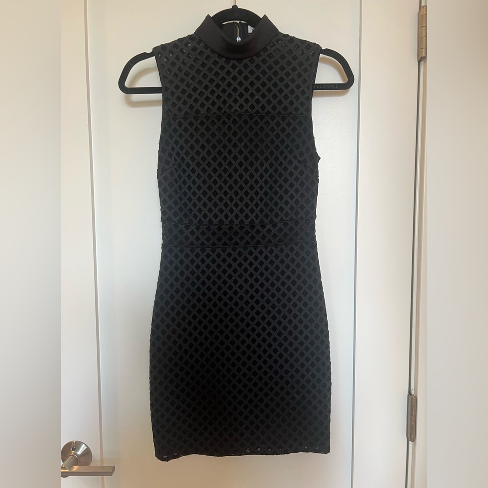 Elizabeth and James Chic Black Textured Mini Dress